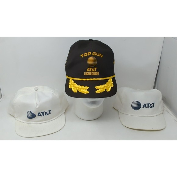 Vintage AT&T Lightguide Fiber Optic Top Gun Employee Baseball Cap Hat Lot - Picture 1 of 16